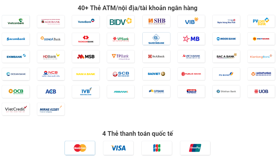 40+ thẻ ATM/ nội địa/ tài khoản ngân hàng